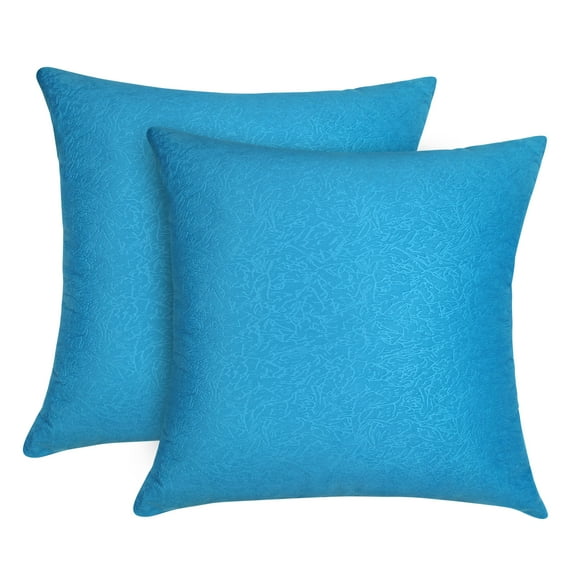 LuxurInnov Pack of 2, Thickened Embossed Velvet Modern Pattern Soft Solid Decorative Square Throw Pillow Covers Set Cushion Case for Sofa Bedroom Car (18×18 Inch (Pack of 2), Light Blue)…
