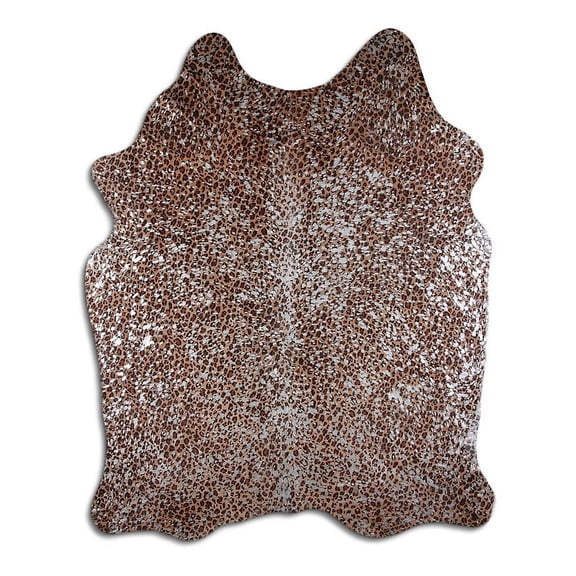 Luxuriance cowhide rugs for sale LEOPARD ON BEIGE WITH SILVER METALLIC rug