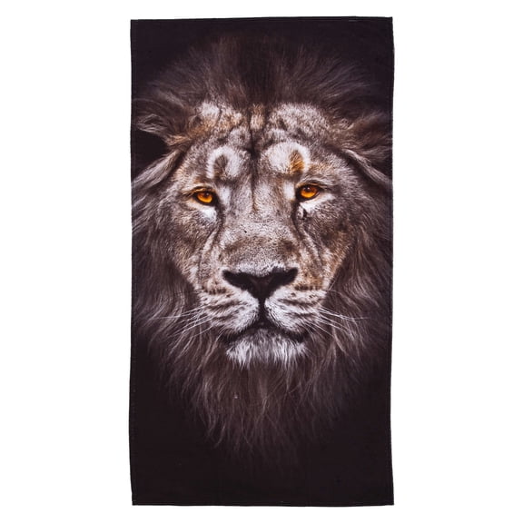 Northwest Lion Face Black Beach Towel, 30 x 60 inches for all ages