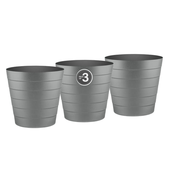 Luxuriaz 3-Compartment Plastic Trash Cans, 2.1 Gallon, Gray, 3 Pack