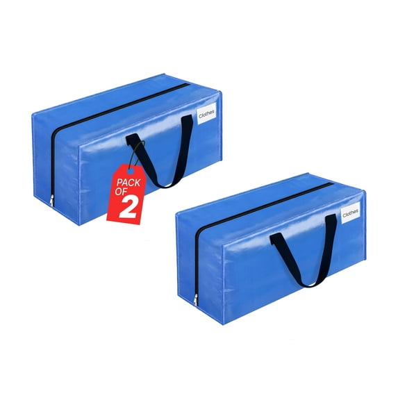 Luxuriaz Durable Water-Resistant Polyethylene Zippered Plastic Storage Bags, 2 Count, Blue