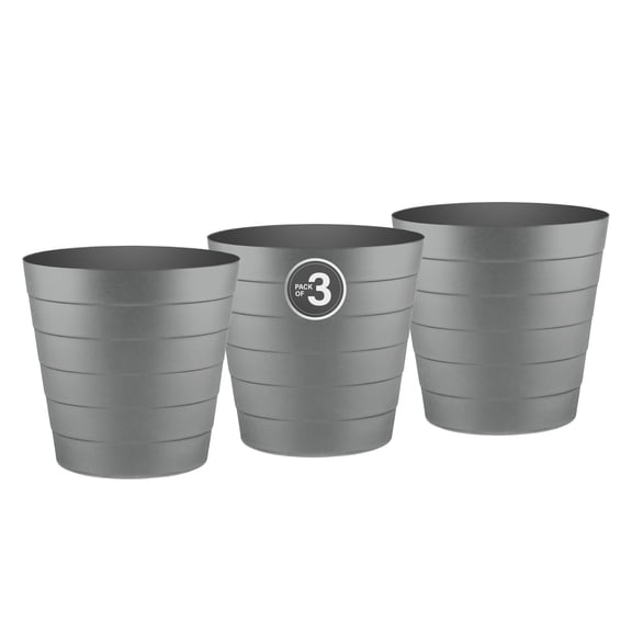 Luxuriaz Round Plastic Bathroom Trash Can, 1.3 Gallon Waste Basket, Grey Bin for Bathroom, Bedroom, Kids Room
