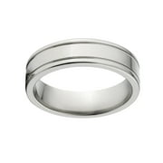 Luxurien Mens Sterling Silver 7mm Stainless Steel Band Ring