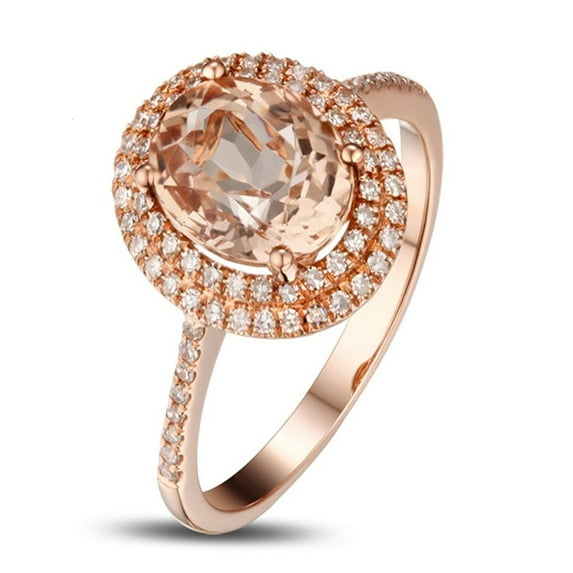Luxurious 1.50 Carat Morganite and Diamond Engagement Ring for Women in Rose Gold