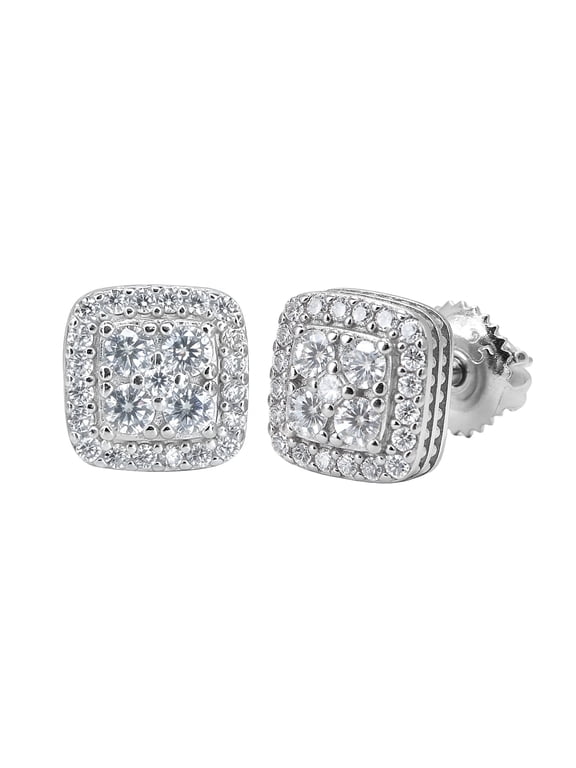 0.46 Carat Square Moissanite Stud Earrings,925 Sterling Silver 14K White Gold Plated VVS1 Gra Certified Hypoallergenic Gifts for Men Women