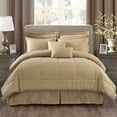 thumbnail image 1 of Luxurious 10 Piece Comforter Set Plaid Design Bed In A bag Taupe King 10 Pieces or More, 1 of 5