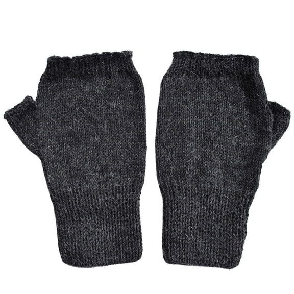 Luxurious 100% Alpaca Fingerless Gloves - Charcoal Gray (S)