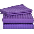 thumbnail image 1 of Luxurious 100% Egyptian Cotton 600-Thread Count 4-PCs Sheet Set Fits Easily Fit upto 9-12" Inch Deep Pockets Stripe Pattern ( California King, Purple ), 1 of 1