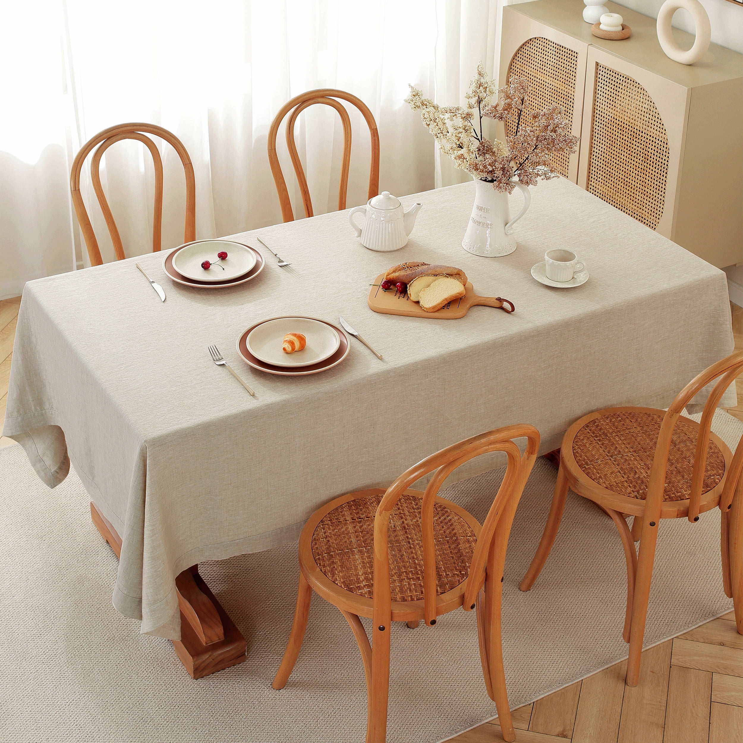 Luxurious 100% Pure Linen Tablecloth - Rectangle, Eco-Friendly, Durable ...