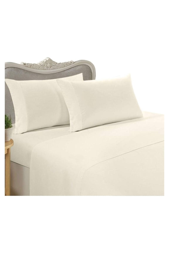 Luxurious 1000-Thread-Count Egyptian Cotton 1000TC Sheet Set, Queen, Ivory Solid 1000 TC