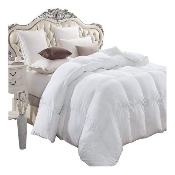Luxurious 1200 Thread Count Twin/Twin XL Size Goose Down Comforter, 100 Percent Egyptian Cotton, 750FP, 50Oz, Solid White Down Alt Comforter