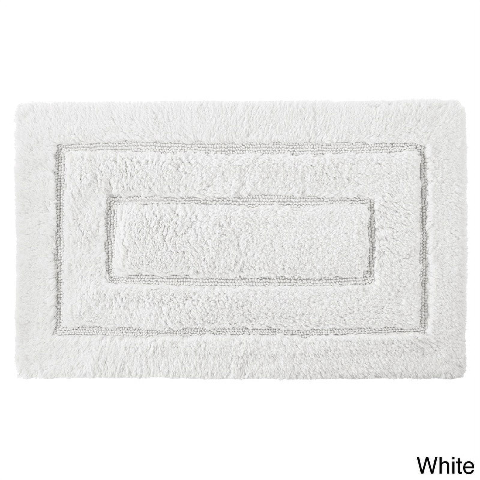 Plush Elegance White Cotton 24" x 40" Bath Rug