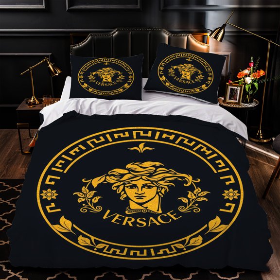 Luxurious 3-Piece Black and Gold Duvet Cover Set Pattern - Elegant Bedding for a Stylish Bedroom