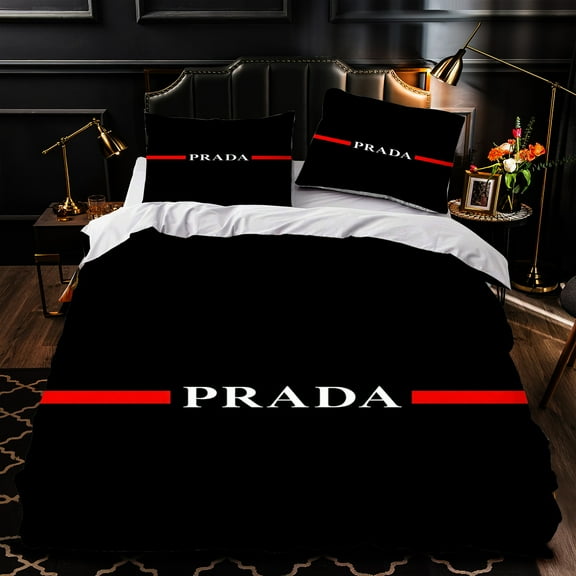 Luxurious 3-Piece Duvet Cover Set - Black Bedding with Red & White Stripes Stylish Modern Design for Elegant Bedrooms