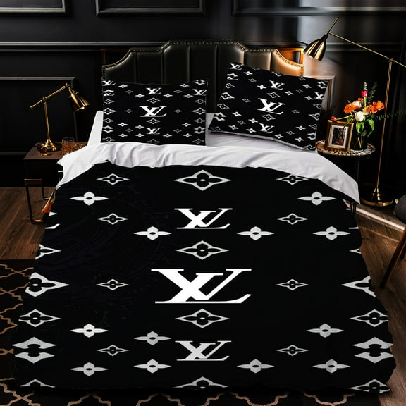 Luxurious 3-Piece Duvet Cover Set - Black & White Pattern Elegant Modern Design Includes Pillow Perfect for Bedrooms