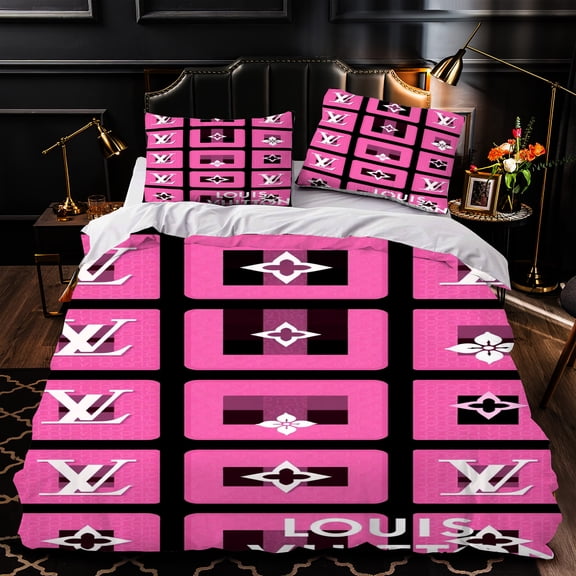 Luxurious 3-Piece Duvet Cover Set - Pink & Black Pattern Stylish Bedding for Modern Bedrooms