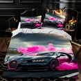 Luxurious 3Piece Duvet Cover Set Sleek Black Car Racing Design with