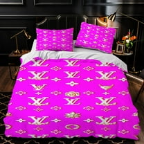 Luxurious 3-Piece Duvet Cover Set - Vibrant Pink with Gold & White Pattern Elegant Bedding for Stylish Bedrooms