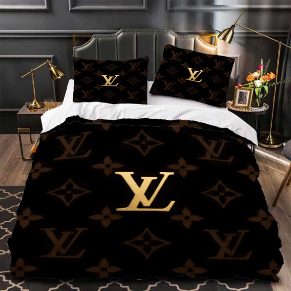 Luxurious 3-Piece Duvet Cover Set with Black & Gold Design Modern Style Includes Matching Pillows Perfect for Chic Bedrooms