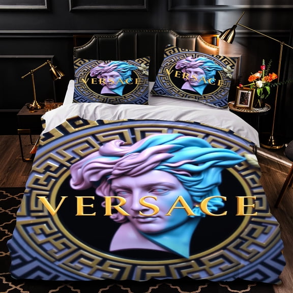 Luxurious 3-Piece Duvet Cover Set with Classical Figure Design & Greek Key Pattern - Elegant Style Bedding for Modern Bedrooms