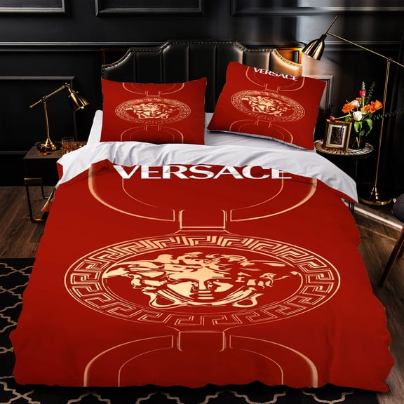 Luxurious 3-Piece Duvet Cover Set with Elegant Pattern in Rich Red Includes Matching Pillows Perfect for Modern Bedrooms
