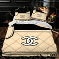 thumbnail image 1 of Luxurious 3-Piece Duvet Cover Set with Large White on Beige Comforter Stylish Bedding for Elegant Bedrooms, 1 of 4
