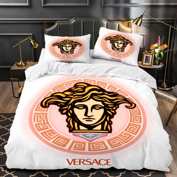 Luxurious 3-Piece Duvet Cover Set with Stylish Circular Face Design & Greek Key Pattern - Elegant Modern Bedding for Contemporary Bedrooms