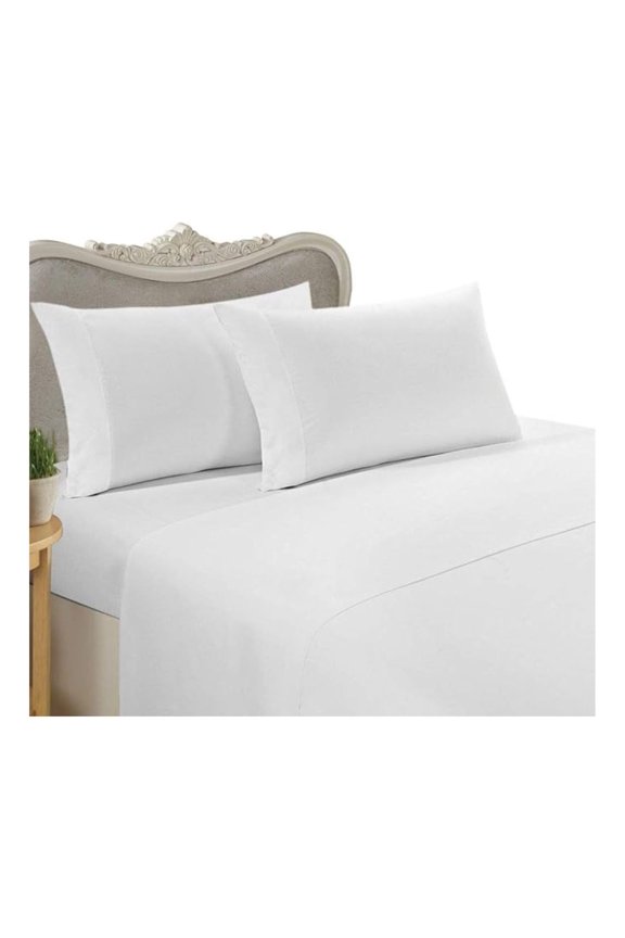 Luxurious 300-Thread-Count Egyptian Cotton 300TC Sheet Set, Queen, White Soild 300 TC