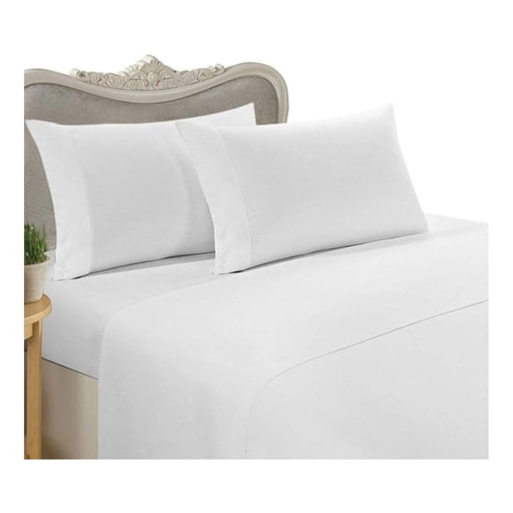 Luxurious 300-Thread-Count Egyptian Cotton 300TC Sheet Set, Queen, White Soild 300 TC