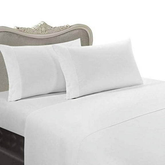 Luxurious 300 Thread Count Egyptian Cotton Sheet Set, Factory Pack 300TC, Olympic Queen, White Solid