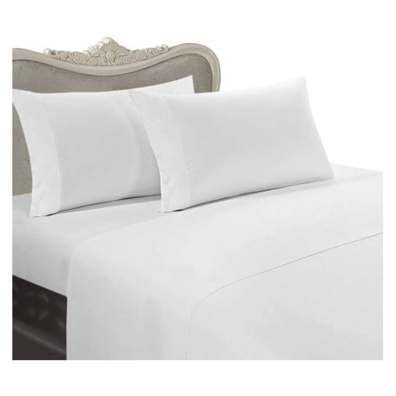 Luxurious 300 Thread Count Percale Egyptian Cotton Sheet Set, King, White Solid