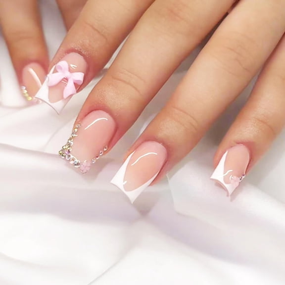 Luxurious 3D Ocean Shells Press on Nails Extra Long Ballerina Coffin Nails Colorful Rhinestones Pearl Fake Nails with Glue on Nails Reusable Stick on Nails for Women DIY Summer Charm Manicure