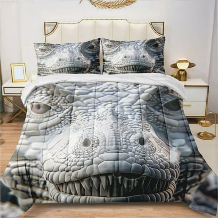 Luxurious 3d Dinosaur (1) Comforter Set With 2 Pillowcases，3 Pcs Bedding For Adults Comforter Set For Bedroom Bed Decor Twin Size