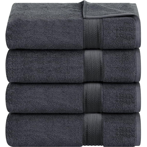 Luxurious 4-Piece Premium Turkish Bath Towels 100% Cotton Towels for Bathroom | Soft, Quick Drying, and Highly Absorbent Bath Towels | 27x54 inches (Gray)