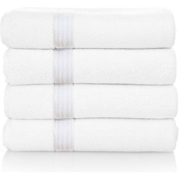 Luxurious 4-Piece Premium Turkish Bath Towels 100% Cotton Towels for Bathroom | Soft, Quick Drying, and Highly Absorbent Bath Towels | 27x54 inches (White)
