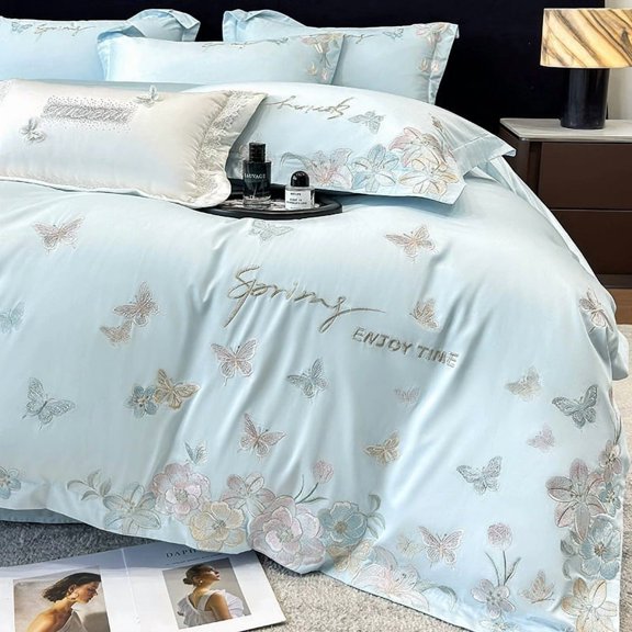 Luxurious 4-Piece Pure Cotton Long-Staple Embroidered Bedding Set for Ultimate Comfort and Style