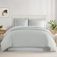 thumbnail image 1 of Luxurious 500-TC 100% Egyptian Cotton 3-Pieces Soft Duvet Cover Set ( Zipper Closure & Corner Ties ) ( 1-Duvet Cover & 2-Pillow Shams ) - Alaskan King Size ( 120" x 132" ) Inches, Silver Grey Stripe, 1 of 4