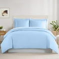 thumbnail image 1 of Luxurious 500-TC 100% Egyptian Cotton 3-Pieces Soft Duvet Cover Set ( Zipper Closure & Corner Ties ) ( 1-Duvet Cover & 2-Pillow Shams ) - Full/Queen Size ( 90" x 90" ) Inches, Light Blue Stripe, 1 of 4