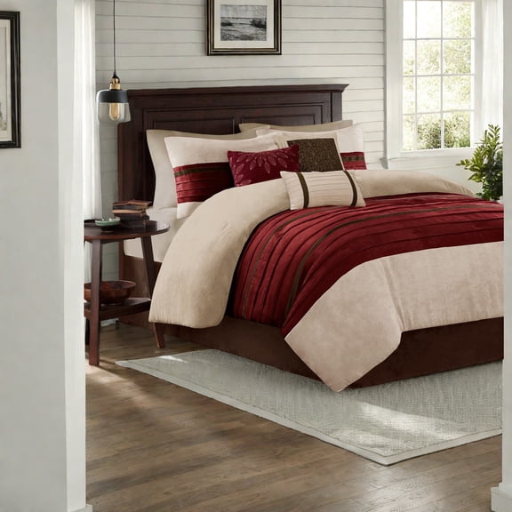 Luxurious 7Piece Bedding Sets Faux Suede Polyester Transitional Design for Home Comfort