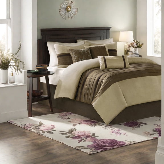 Luxurious 7Piece Faux Suede Bedding Set Polyester Comforter for Modern Bedrooms