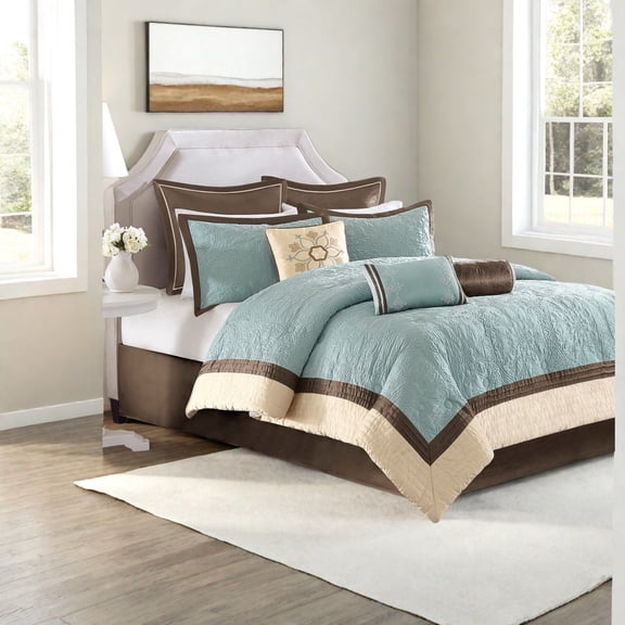 Luxurious 9Piece Bedding Sets Polyester Charmeuse Traditional Style for Home Decor
