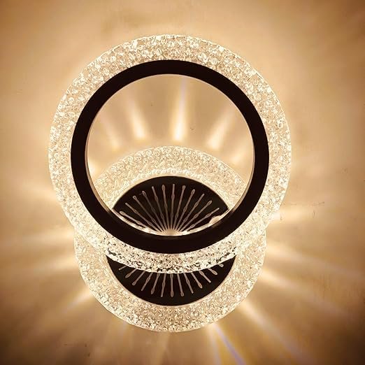 Luxurious Acrylic Crystal Wall Lamp, Black Crystal Square Wall Light Lamp | Adjustable Color Changing Function, Elegant Finish | For Dining Room, Game Room, Home & Office, Kids Room