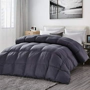Luxurious All-Season Goose Down Comforter King Size Duvet Insert, Classic Gray, Premium Baffle Box, 1200 Thread Count 100%   Cover, 65 Oz Fill Weight (King, Gray)