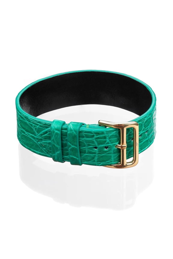Luxurious Alligator Leather Bracelet – Handcrafted Accessory with Unique Texture and Timeless Appeal (Mint Green (Gold))