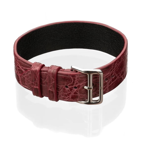 Luxurious Alligator Leather Bracelet – Handcrafted Accessory with Unique Texture and Timeless Appeal (Redcurrant (Silver))
