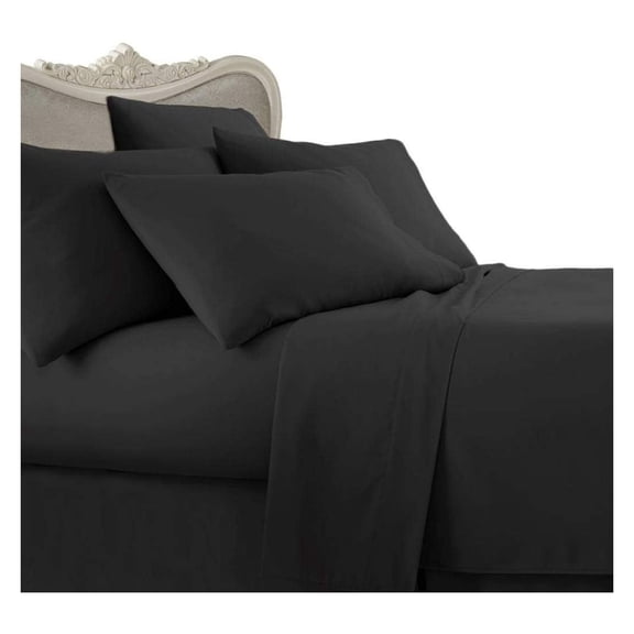 Luxurious BLACK Solid Solid/Plain, KING Size, 1200 Thread Count Ultra Soft Single-Ply 100% Egyptian Cotton, Extra Deep Pocket Four (4) Piece Bed Sheet Set with 2 Pillow Cases 1200TC