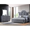 thumbnail image 1 of Luxurious Beautiful King Size 3pc Bed Dresser Mirror Set Tufted Gray, 1 of 8
