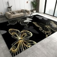 thumbnail image 1 of Light Luxury Modern Area Rug Black Gold Butterfly Art Living Room Rugs, Indoor Non-Slip Rugs, Machine Washable Breathable Durable Carpet For Bedroom Front Entrance Floor Decor 1x2ft, 1 of 6