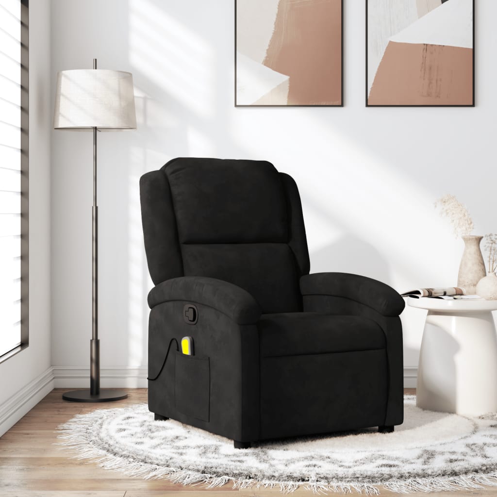 Luxurious Black Velvet Massage Recliner Chair with Heat Vibration Perfect for Home Relaxation and Stress Relief Walmart