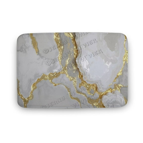 Luxurious Black and Gold Marble Design Bath Mat - 16x24 Inches, Perfect for Stylish Bathrooms